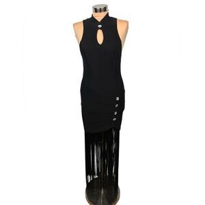 VTG Tower USA Fringe Halter Dress Roaring 20’s Flapper Art Deco  Bling Bodycon S